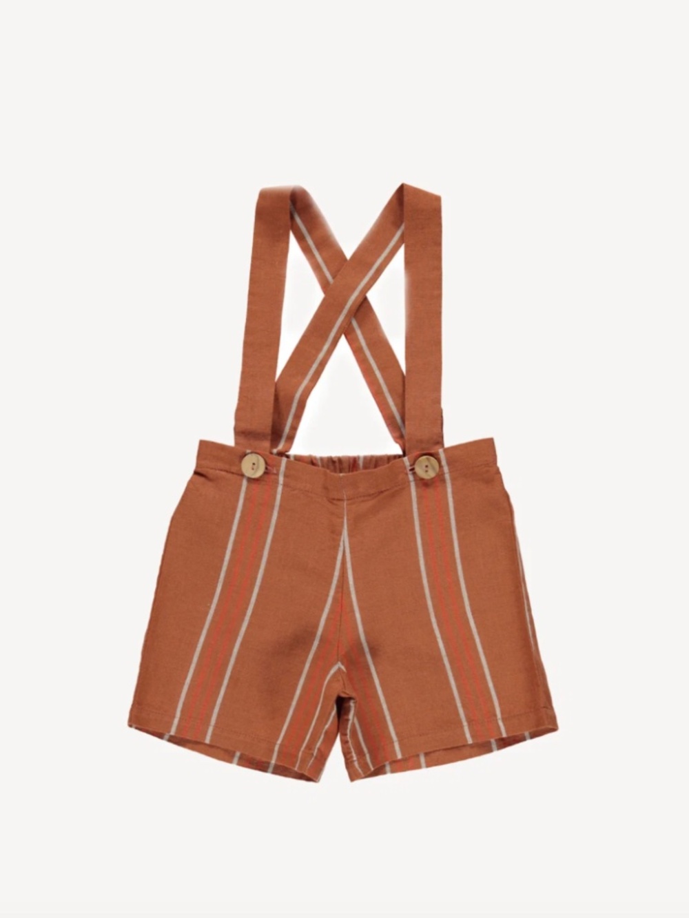 Fin and Vince  Rust Stripe Suspender Shorts 4/5T